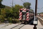 Metra 125 approaches the station stop in Homewood Illinois